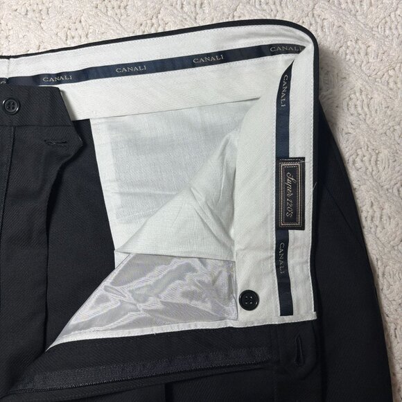 Canali Mens Wool Pleated Dress Pants Black Trousers 54IT w36 Made In Italy NWOT - Picture 2 of 15